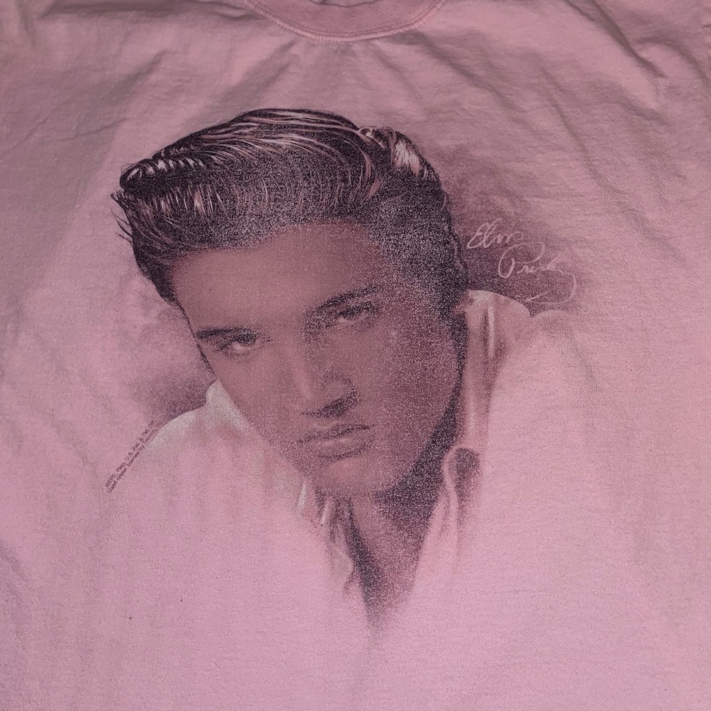 Women’s Pink Elvis Presley Graphic Tee – Short Sleeve Crewneck (Size Large)